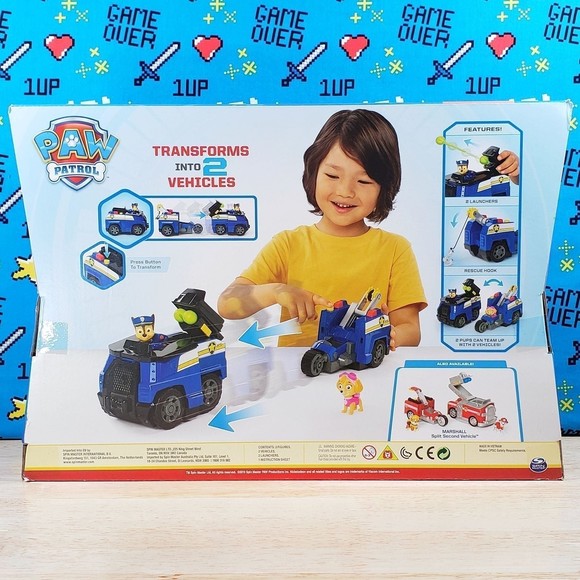 Paw Patrol Chase Split-Second 13" Vehicle 2-in-1 Transforming Police Cruiser - Picture 5 of 12